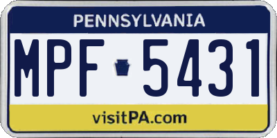 PA license plate MPF5431
