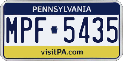 PA license plate MPF5435