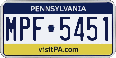 PA license plate MPF5451