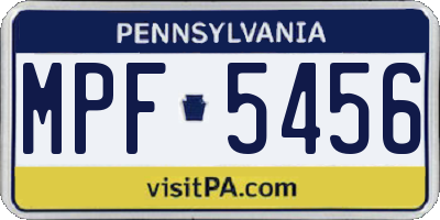 PA license plate MPF5456