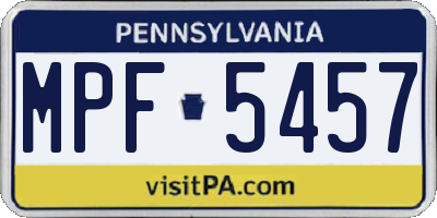 PA license plate MPF5457