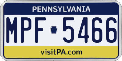 PA license plate MPF5466