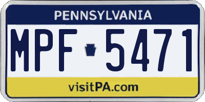 PA license plate MPF5471