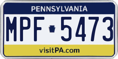 PA license plate MPF5473
