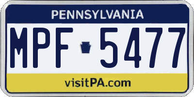 PA license plate MPF5477