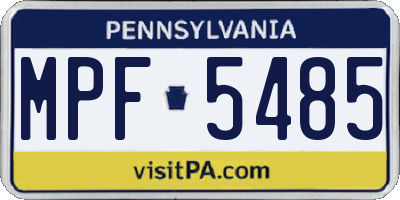 PA license plate MPF5485