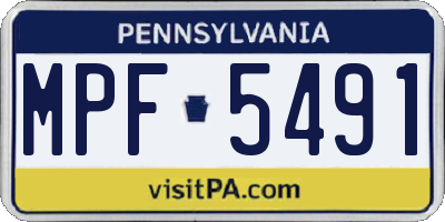 PA license plate MPF5491