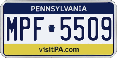 PA license plate MPF5509