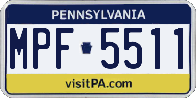 PA license plate MPF5511