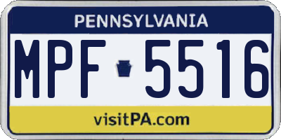 PA license plate MPF5516