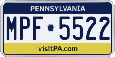 PA license plate MPF5522