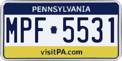 PA license plate MPF5531