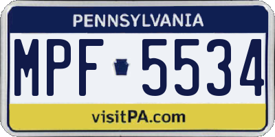 PA license plate MPF5534