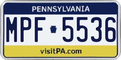 PA license plate MPF5536