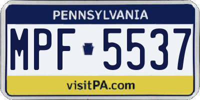 PA license plate MPF5537