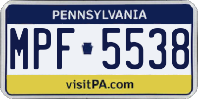 PA license plate MPF5538