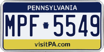 PA license plate MPF5549