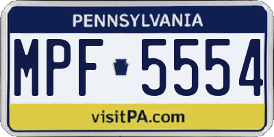 PA license plate MPF5554