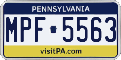PA license plate MPF5563