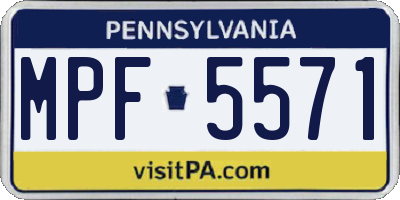 PA license plate MPF5571