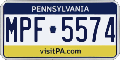 PA license plate MPF5574
