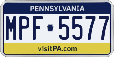 PA license plate MPF5577