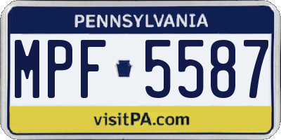 PA license plate MPF5587