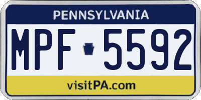 PA license plate MPF5592