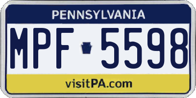 PA license plate MPF5598