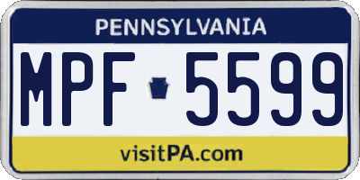 PA license plate MPF5599