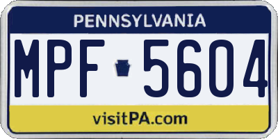 PA license plate MPF5604