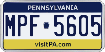 PA license plate MPF5605