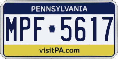PA license plate MPF5617