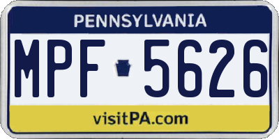 PA license plate MPF5626