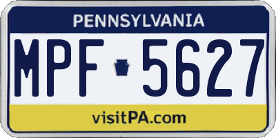 PA license plate MPF5627