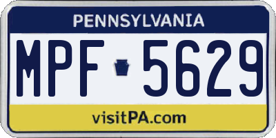 PA license plate MPF5629