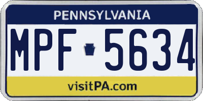 PA license plate MPF5634