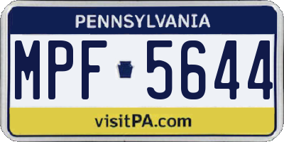 PA license plate MPF5644