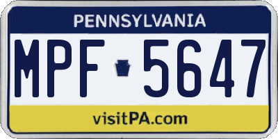 PA license plate MPF5647