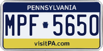 PA license plate MPF5650