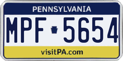PA license plate MPF5654