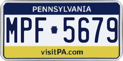 PA license plate MPF5679