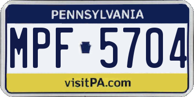 PA license plate MPF5704