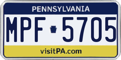 PA license plate MPF5705