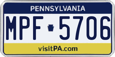 PA license plate MPF5706