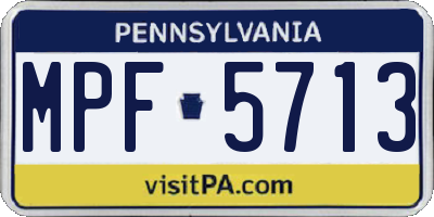PA license plate MPF5713