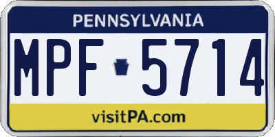 PA license plate MPF5714