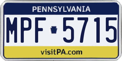 PA license plate MPF5715
