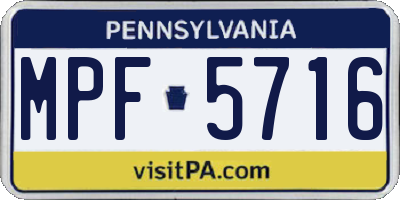 PA license plate MPF5716