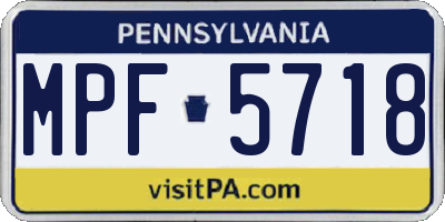 PA license plate MPF5718